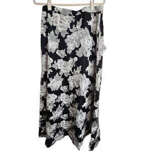Truly Zac Posen Maxi Skirt Floral Skirt Women 12 Black Gray Midi Skirt Women